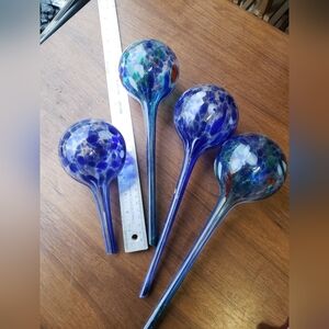 🎁 4 PCS Plant Self-Watering Globes Colorful Handblown Glass  (1)8.9" + (3)12.6"